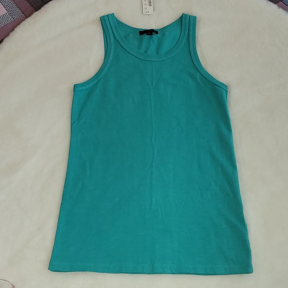 NWT J Crew Blue 100% Cotton Basic Casual Summer Athleisure Tank Top XXS